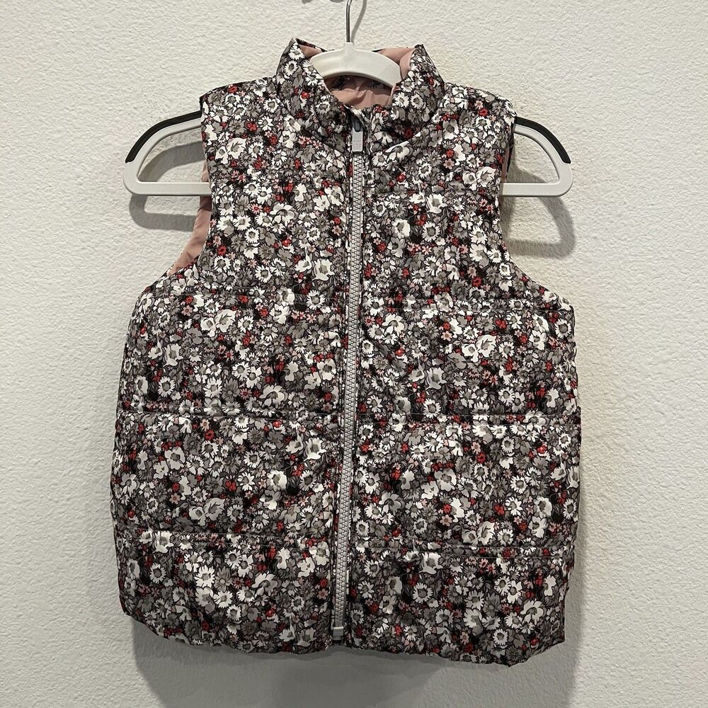 Baby Gap 5 Years Toddler Toddler Pink Floral Puffer Vest - EUC